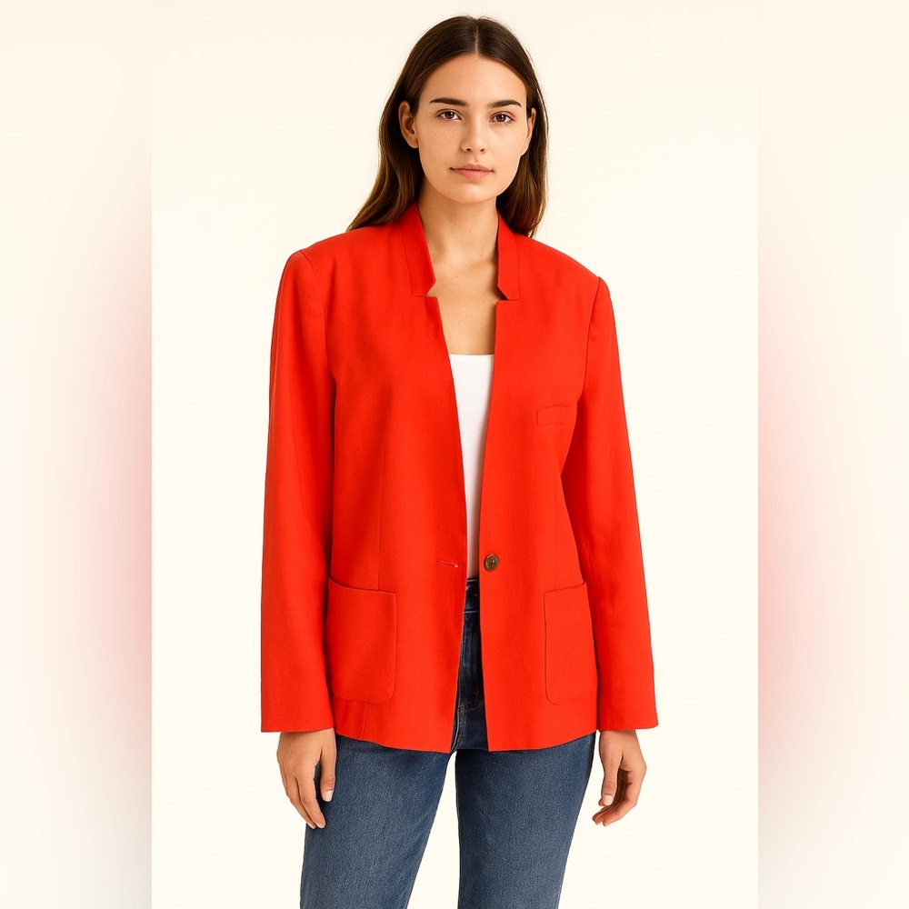 Banana Republic Orange Linen Blend Blazer | Size 10 | Worn Once